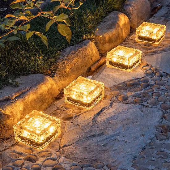 Outdoor Garten Solar Glas Ziegel Licht Wasserdichte LED Quadratische Solar Eis Boden Fliesen Vergraben Licht Eis Würfel Felsen Garten licht